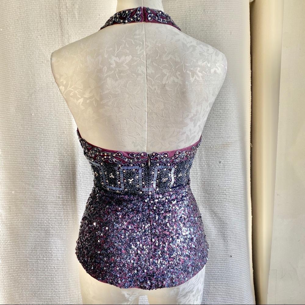 Reem Acra S Embellished Halter Sexy Party Top Pink - Picture 5 of 8